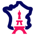Icône de la France avec Tour Eiffel, production locale.