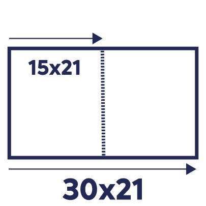 30x21cm (15x21cm portrait plié)